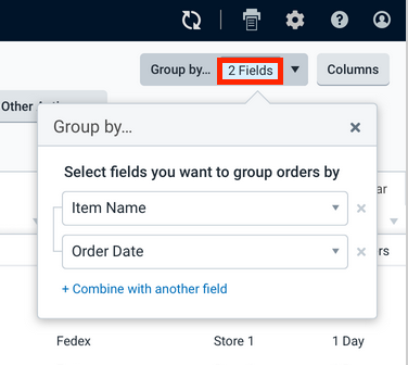 Group by menu with 2 fields selected