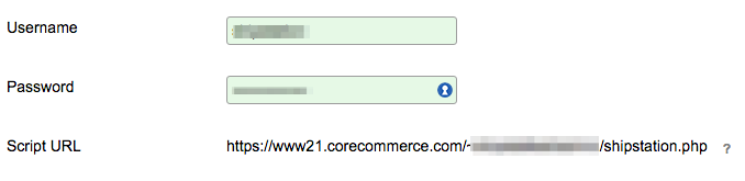 Corecommerce credential fields.