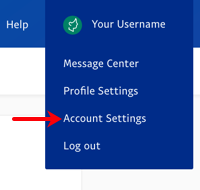 PayPal with Account Settings marked.