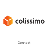 Colissimo logo on square tile button that says "Connect"