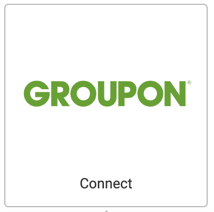 Image : logo de Groupon. Le bouton indique Connexion