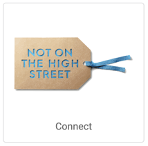 Logo de not on the high street sur la vignette avec le bouton qui indique « Connexion »