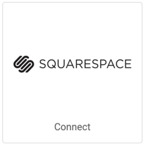 Logo de Squarespace sur vignette carrée avec bouton qui indique Connexion.