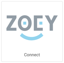Logo de Zoey. Bouton qui indique « Connexion »