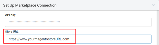 Saisissez l'URL du lien de base Magento dans le champ « URL de la boutique » dans ShipStation.