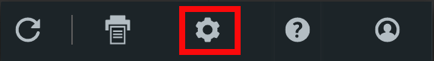Gros plan de la barre d'outils ShipStation avec l'icône Paramètres encadrée en rouge.