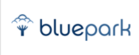 Logo de Bluepark sur bouton en forme de vignette carrée