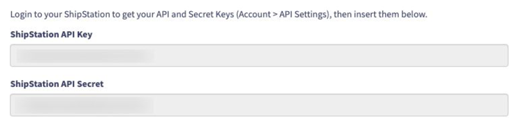 Image : champs GeekSeller pour entrer la clé API ShipStation et le secret API