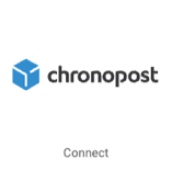 Logo Chronopost sur bouton en forme de vignette qui indique Connexion.