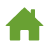 Icône d'adresse résidentielle validée : maison simplifiée en vert