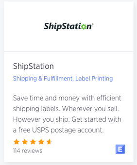 Vignette de l'application ShipStation dans l'AppStore de BigCommerce.