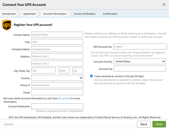 Gros plan sur le formulaire de connexion d'un compte UPS.