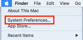 Le menu principal Mac (icône en forme de pomme) s'ouvre avec l'option Préférences système sélectionnée.